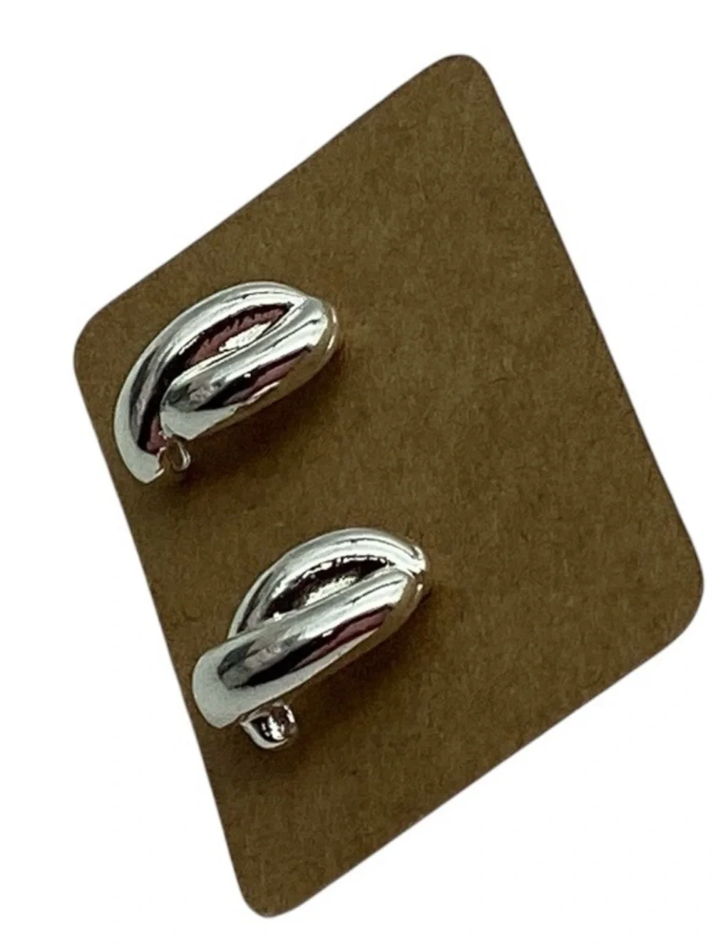 Chunky Sculpted Silver Tone Stud Earrings (NWT)